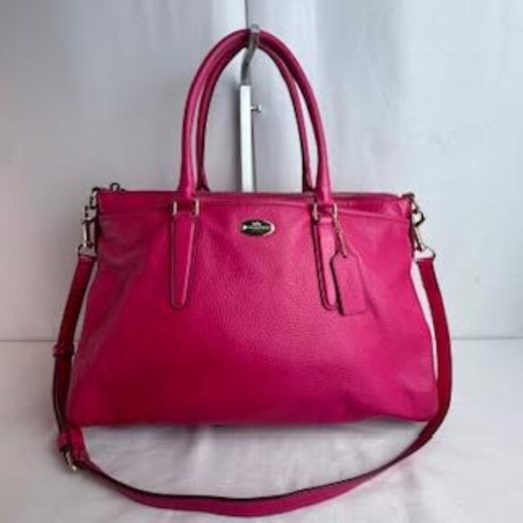 Coach AUTHENTICATED Madison Pebbled Leather Satchel Tote Bag โ Hot Pink - Picture 3 of 14